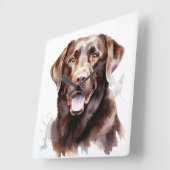 MOOIE CHOCOLADE LABRADOR RETRIEVER HOND VIERKANTE KLOK (Hoek)