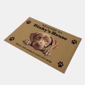 Mooie Chocolade Labradors Retriever Foto Deurmat (Schuin)