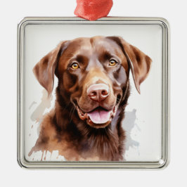 MOOIE CHOCOLADEKLEURIGE LABRADOR RETRIEVER HOND METALEN ORNAMENT