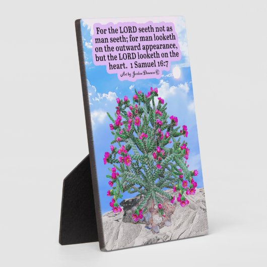 Mooie Cholla Cactus Schrift 1 Samuel 16:7 Fotoplaat (Zijkant)