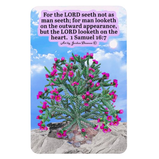 Mooie Cholla Cactus Schrift 1 Samuel 16:7 Magneet (Verticaal)