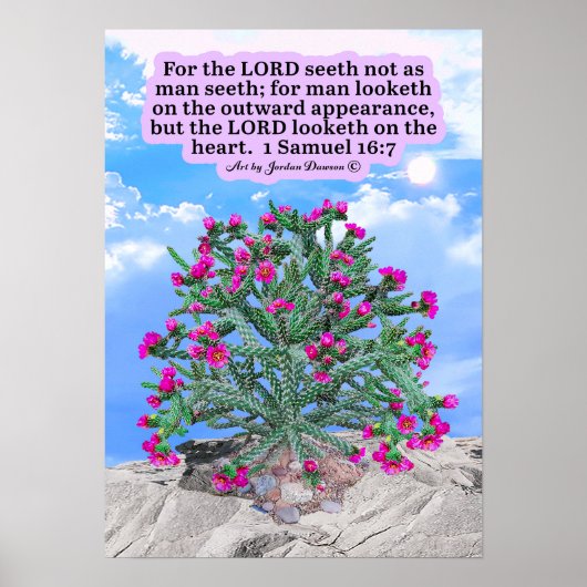 Mooie Cholla Cactus Schrift 1 Samuel 16:7 Poster (Voorkant)
