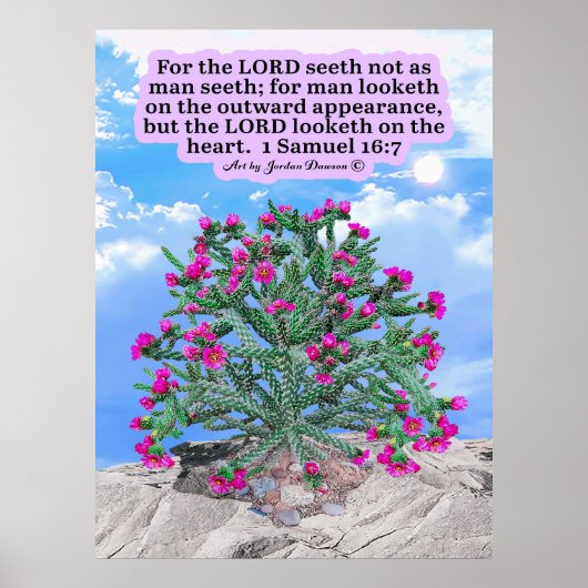 Mooie Cholla Cactus Schrift 1 Samuel 16:7 Poster (Voorkant)