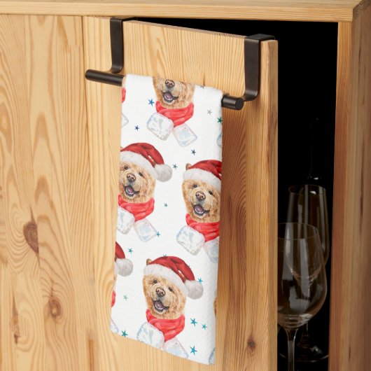 Mooie Chow Chow Hond Kerst Patroon Theedoek (Derde Gevouwen)