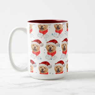 Mooie Chow Chow Hond Kerst Patroon Tweekleurige Koffiemok