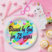 MOOIE CHRISTELIJKE 75E VERJAARDAG PAPIEREN BORDEN PAPIEREN BORDJE (Feest)
