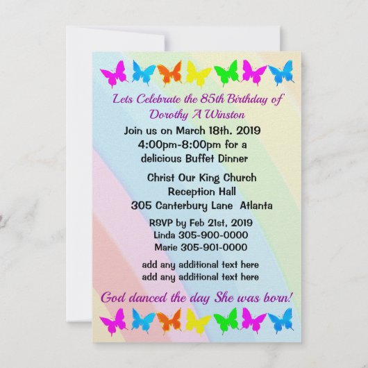 MOOIE CHRISTELIJKE 85E VERJAARDAG UITNODIGING (Achterkant)