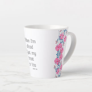 Mooie christelijke Bijbeltekst Psalm 56:3 bloem Latte Mok