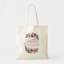 Mooie christelijke Bijbeltekst Roze Roze Bloem Tote Bag