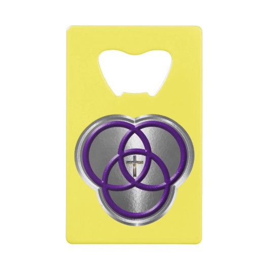 Mooie Christelijke driedecircentievers met kruis Creditkaart Flessenopener (Voorkant)