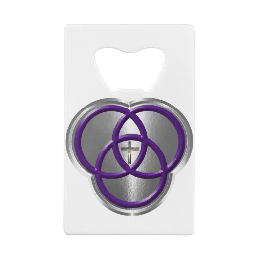 Mooie Christelijke driedecircentievers met kruis Creditkaart Flessenopener (Achterkant)