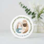 Mooie christelijke kerst waterverf kerstscene feestdagenkaart (Staand voorkant)