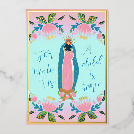 Mooie Christelijke kerstBaby Jezus Folie Feestdagenkaart