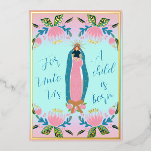 Mooie Christelijke kerstBaby Jezus Folie Feestdagenkaart