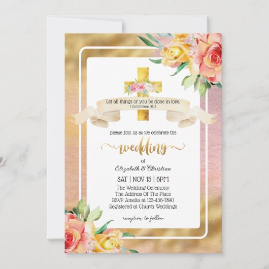 Mooie Christelijke Quote Kerk Bruiloft Kaart (Voorkant)