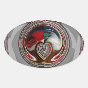 Mooie Christmas Hearts Vakantie Seizoen Kleuren Ovale Sticker