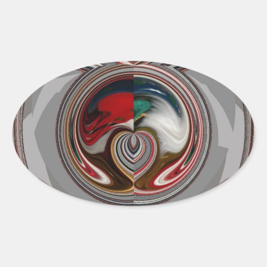 Mooie Christmas Hearts Vakantie Seizoen Kleuren Ovale Sticker (Voorkant)