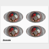 Mooie Christmas Hearts Vakantie Seizoen Kleuren Ovale Sticker (Vel)