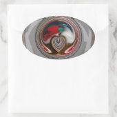 Mooie Christmas Hearts Vakantie Seizoen Kleuren Ovale Sticker (Tas)