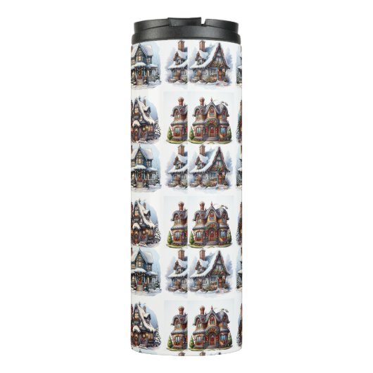 Mooie Christmas House Design Thermosbeker (Achterkant)