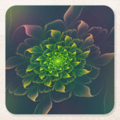 Mooie Chrysanthemum fractal groen Kartonnen Onderzetters (Voorkant)