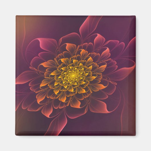 Mooie Chrysanthemum Fractal Paarse Magneet (Voorkant)