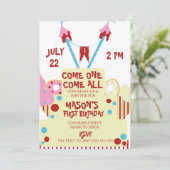 Mooie circus cake feestje kaart (Staand voorkant)