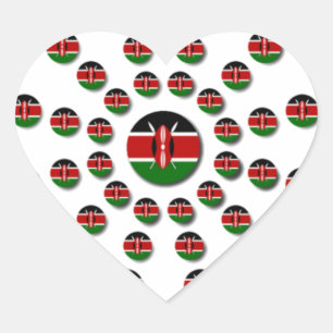 Mooie cirkelvormige Keniaanse vlag: een radiaal on Hart Sticker