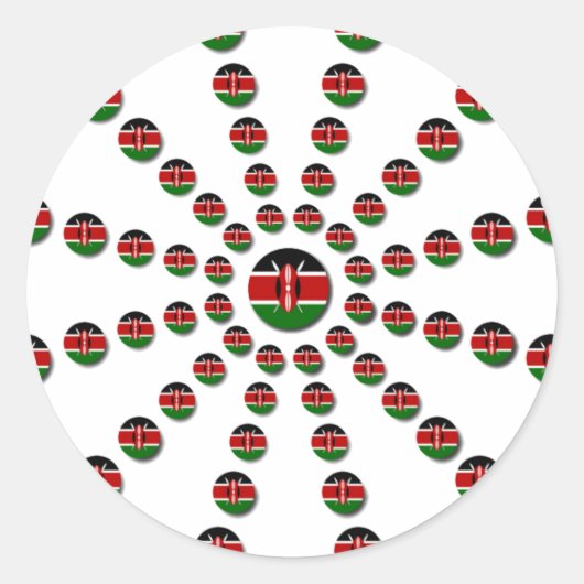 Mooie cirkelvormige Keniaanse vlag: een radiaal on Ronde Sticker (Voorkant)