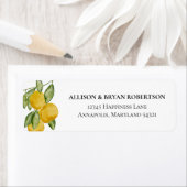 Mooie citroen botanische aangepaste retouradres etiket (Insitu)