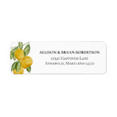 Mooie citroen botanische aangepaste retouradres etiket (Voorkant)
