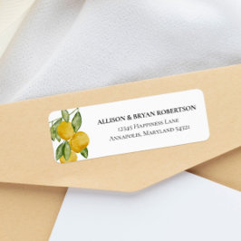Mooie citroen botanische aangepaste retouradres etiket