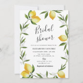 Mooie citroen gebladerte bruids douche uitnodiging (Voorkant)