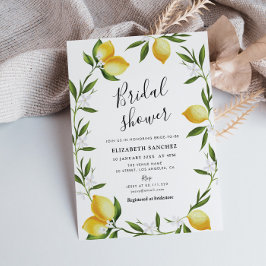 Mooie citroen gebladerte bruids douche uitnodiging