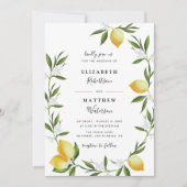 Mooie citroen gebladerte bruiloft uitnodiging (Voorkant)