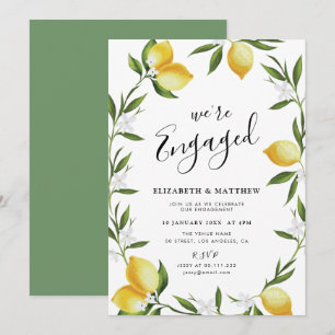 Mooie citroen loof verlovingsfeest uitnodiging