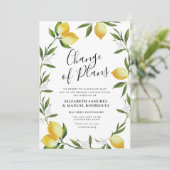 Mooie citroenblad bruiloft uitgesteld kaart (Staand voorkant)