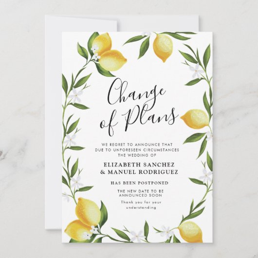Mooie citroenblad vertraagde trouwkaart kaart (Voorkant)