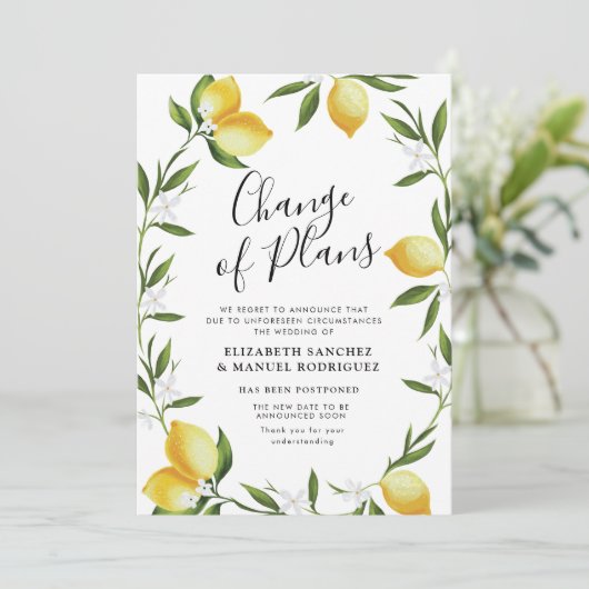 Mooie citroenblad vertraagde trouwkaart kaart (Staand voorkant)