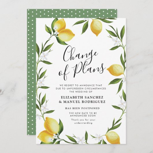Mooie citroenblad vertraagde trouwkaart kaart (Voorkant / Achterkant)