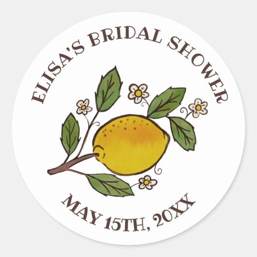 Mooie Citroenen BRUIDSSUITE Rusticaal MAATWERK Ronde Sticker (Voorkant)