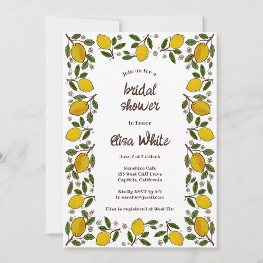 Mooie Citroenen CUSTOM QR Code VRIJGEZELLENFEEST Kaart (Voorkant)