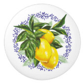 Mooie citroenen en blauw toilet keramische knop (Voorkant)
