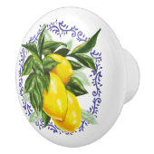 Mooie citroenen en blauw toilet keramische knop (Rechts)
