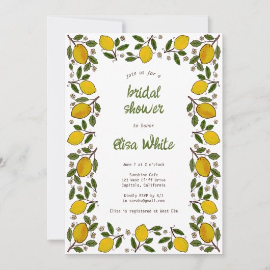 Mooie citroenen Schattige CUSTOM QR Code VRIJGEZEL Kaart (Voorkant)