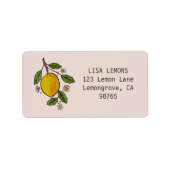 Mooie citroenen Waterverf CUSTOM retour adres Etiket (Voorkant)