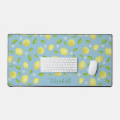 Mooie citroenen waterverf donker turquoise groot b bureaumat (Keyboard & Muis)