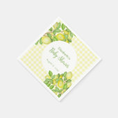 Mooie citroengele geruite babyshower servet (Hoek)