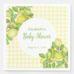 Mooie citroengele geruite babyshower servet