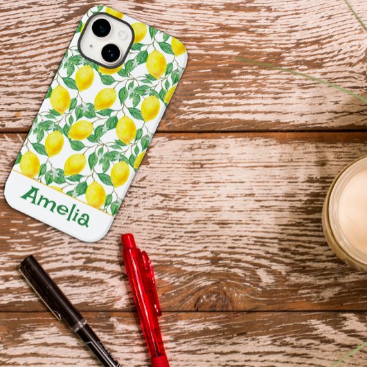Mooie citroengele patroonnaam Case-Mate iPhone case